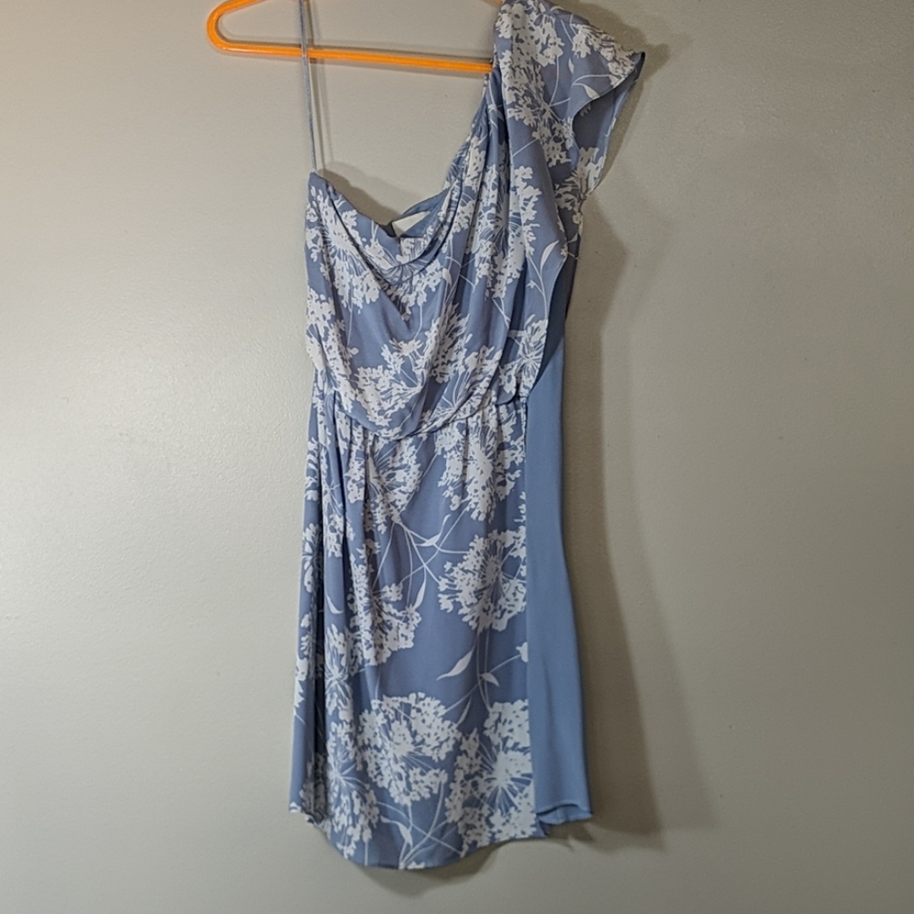 Blue mini one shoulder dress